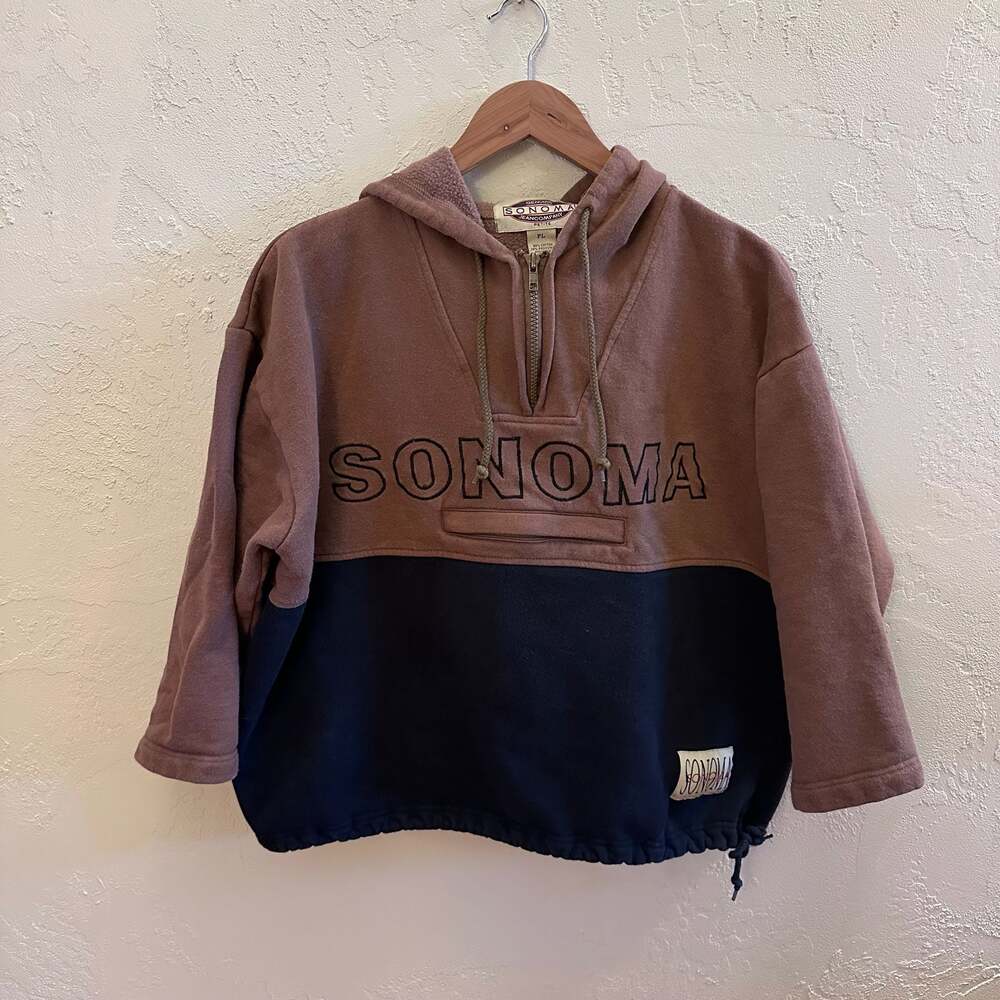 Vintage Sonoma Jean Company Petite PL Colorblock Half-Zip Hoodie